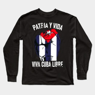 Cuba Flag Cuba Power Pride Vintage Sos Cuba Long Sleeve T-Shirt